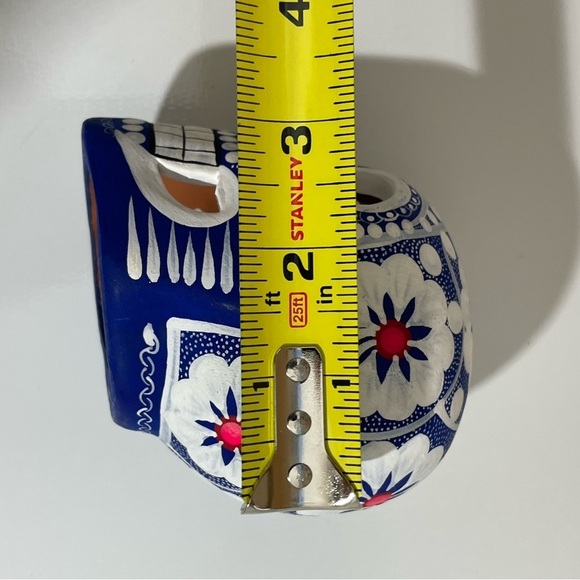 Mexican Clay Skull Hand painted - Picture 7 of 7